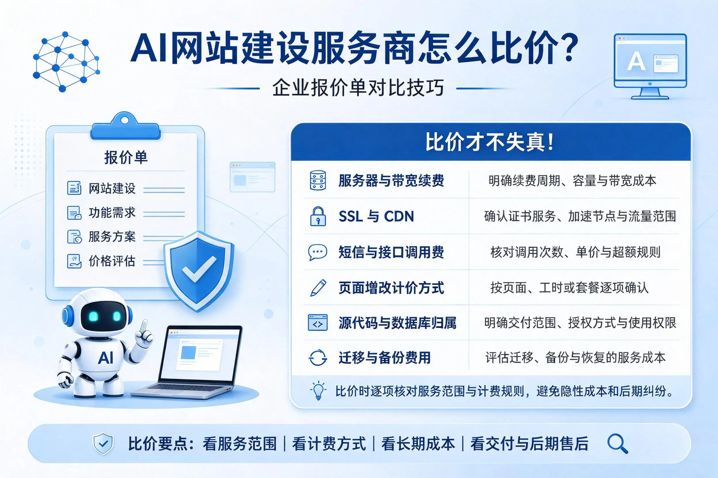 AI网站建设服务商怎么比价？随州企业报价单对比技巧